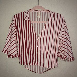True Destiny Striped Blouse Crop Top Sz L